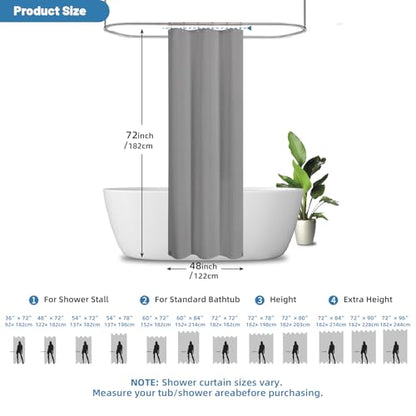 2-in-1 Waterproof Fabric Shower Curtain - No Separate Liner Needed, Hotel-Style Waffle Weave, Effortless Cleaning & Washable Bathroom Shower Curtain Set,48Wx72H,Grey - color: Grey, size: 48"W x 72"L (Pack of 1)