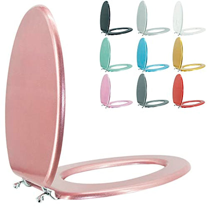 Elongated Toilet Seat Wood Toilet Seat Prevent Shifting with Zinc Alloy Hinges American Standard Size Toilet Seat Easy to Install also Easy to Clean (Elongated,Sparkling Queen Red) - color: Queen Red, size: Elongated