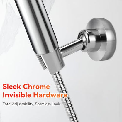 Shower Head Holder All Metal Handheld Shower Wand Bracket Adjustable Handheld Shower Head Holder Wall Mount Shower Wand Bracket Polished Chrome Finish - style: Chrome