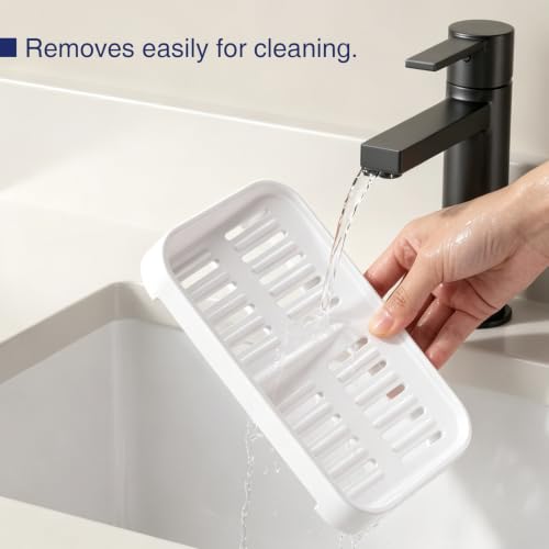 Self-Draining Soap Dish, 2-Compartment Bar Soap Holder | Soap Saver with Magnetic Detachable Tray, Shampoo and Conditioner Bar Holder, ABS Plastic Soap Holder for Shower, White