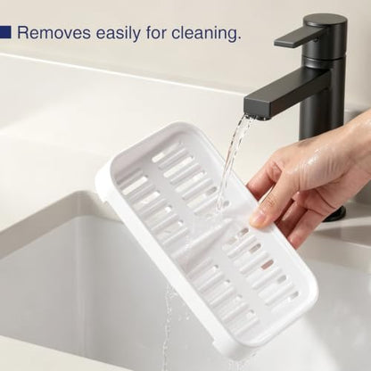 Self-Draining Soap Dish, 2-Compartment Bar Soap Holder | Soap Saver with Magnetic Detachable Tray, Shampoo and Conditioner Bar Holder, ABS Plastic Soap Holder for Shower, White