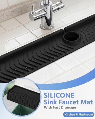 Stone Faucet Mat Sink Protector Absorbent Diatomite Drying Pad Water Splash Guard Countertop Quick Dry Non Slip Resistant Kitchen Bathroom Laundry SinkMat 30"