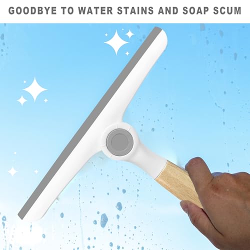 NBGYTECH Window Squeegee Household Cleaning Scraper Handheld Squeegee for Shower Glass Door Mirror Car Windshield (White Bamboo Handle) - color: White Bamboo Handle