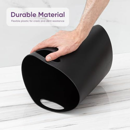 Superio Slim Bathroom Trash Can 2 Gallon Black Plastic Small Compact Waste Basket for Bedroom, Dorm, Under Office Desk, Narrow Portable RV Dustbin - size: Black