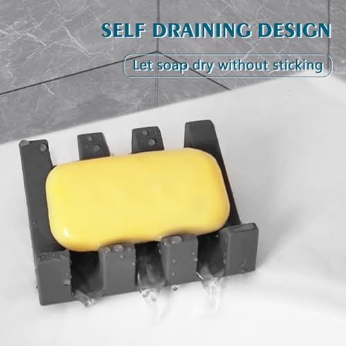 Soap Dish Holder for Shower with Suction Cup, Silicone Soap Holder & Saver Self-Draining Bar Soap Dish Keeps Soap Dry for Bathroom, Kitchen, Bathtub, Extends Soap Life (Grey-2Pack) - color: Grey - 2 Pack