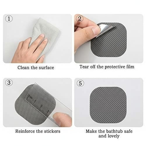 20 Pieces Adhesive Square Bath Treads Non-Slip Bathtub Stickers Non Slip Traction to Tubs Bathtub Stickers Adhesive Decals Appliques for Bath Tub Showers, Pools, Boats, Stairs (Gray) - color: Gray