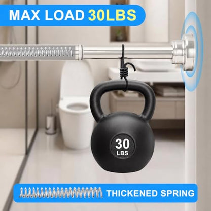 Silver Shower Curtain Rod Adjustable 30-106 Inch, 7/8"Diameter 304 Stainless Steel Never Rust Non Slip Heavy Duty Tension Rod, No-Drill Spring Curtain Rod for Bathroom Kitchen - color: Silver, size: 30-106 Inch