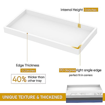 Bathroom Counter Tray,EG-SIPRO High-Grade Thickened Silicone Bathroom Vanity Tray,Shatterproof Durable Rectangle Bathroom Soap Dispenser Tray for Bathroom Countertop,White,Small+Large (EGTRAY) - color: White, size: 7.8" x 3.9" x 0.8" + 10.6" x 5.1" x 0.8"