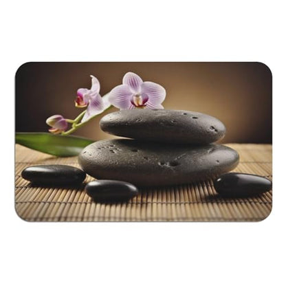 Soft Diatomaceous Earth Zen Stone Bath Mat 20x32 Absorbent Quick Dry Stone Bath Mats 0.15" Ultra Thin Non-Slip Bathroom Rug with Rubber Backing Easy Clean Floor Mat for Shower Entryway - size: 1'8" x 2'8" (Rectangular)