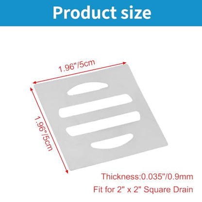 Drain Cover Grates Fit 2" x 2" Drain, Stainless Steel Drainage Grate Cover Square Replacement Floor Drain Strainer for Shower, Bathroom Floor, Balcony, and Outdoor Garden Drains -10pcs - size: 1.96" x 1.96"