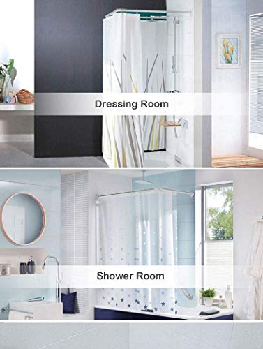 Corner Shower Curtain Rod Adjustable Stainless Steel L Shaped Rack Drill Free Install for Bathroom, Bathtub, Clothing Store (27"-39"x27"-39")