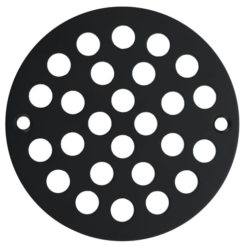 4 Inch Shower Drain Cover,Round Screw-in Floor Drain Cover,Easy-to-Install Replacement Cover Black - color: Black, size: 4 inch