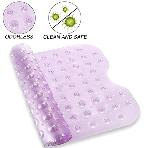 YINENN Bath and Shower Safety Mats 40x16 inch, Non Slip with Suction Cups for Bathroom Stall and Tub Floor, Extra Large and Machine Washable, Drain Holes Keep Bathtub Clean, Purple - color: Purple