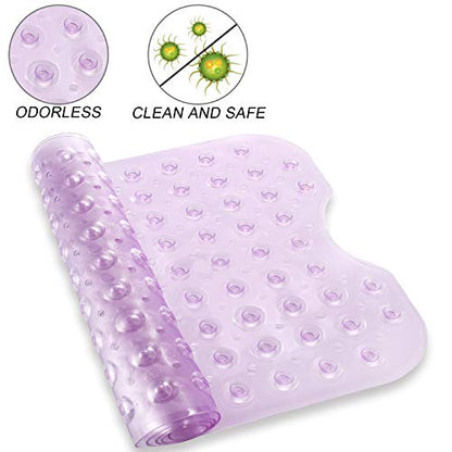 YINENN Bath and Shower Safety Mats 40x16 inch, Non Slip with Suction Cups for Bathroom Stall and Tub Floor, Extra Large and Machine Washable, Drain Holes Keep Bathtub Clean, Purple - color: Purple