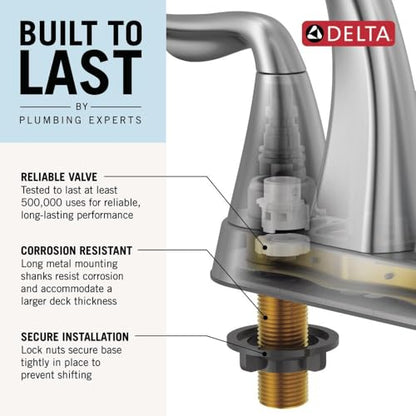 Delta 25897LF Esato 1.2 GPM Two Handle Centerset Bathroom Faucet with Push Pop-Up Drain Assembly - Matte Black - color: Matte Black
