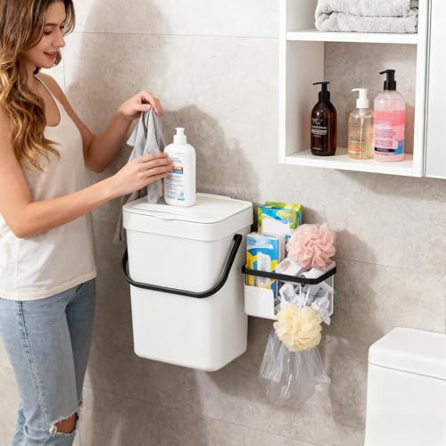 Small Kitchen Trash Can Space-Saving Waterproof | Under Sink Bin Kitchen for Garbage Disposal Bathroom Bedroom Home Office RV Dorm Apartment Cabinet Door - size: 5L