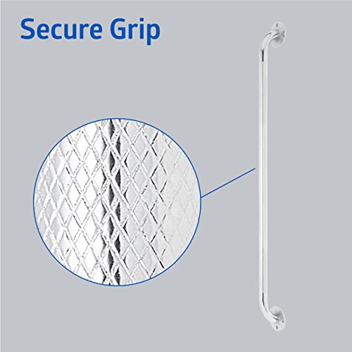 Medline Knurled Chrome 32” Grab Bar for Shower & Bathtub, Independence & Ease of Movement — For Elderly, Handicapped or Seniors, 300 lb. Capacity, 1 Bar - size: 32"