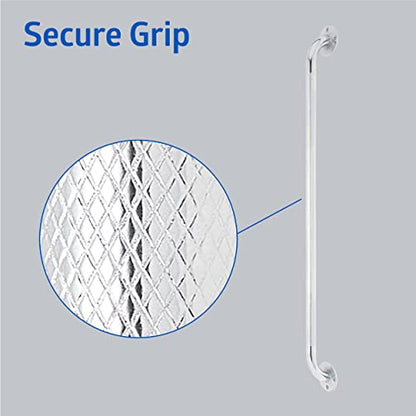 Medline Knurled Chrome 32” Grab Bar for Shower & Bathtub, Independence & Ease of Movement — For Elderly, Handicapped or Seniors, 300 lb. Capacity, 1 Bar - size: 32"