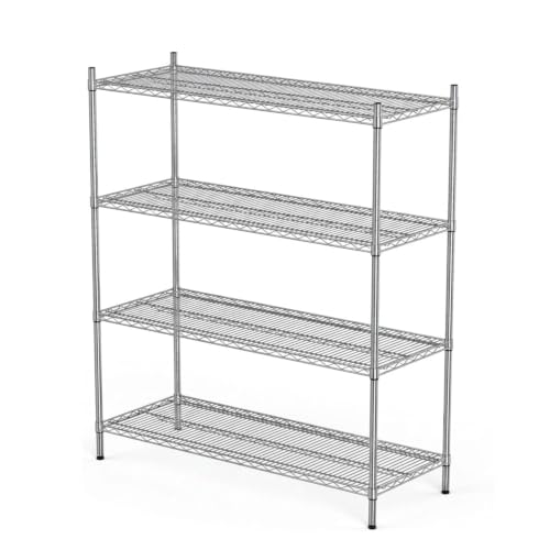 APLSS NSF 4-Tier Chrome Storage Shelves, 18"x48"x63", Dry Environments, Commercial Heavy Duty Steel Wire Shelving Unit, 800lbs Per Shelf, Kitchen Garage - color: Chrome, size: 18"x48"x63"