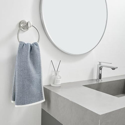 Towel Ring, Bathroom Hand Towel Holder Wall Mounted Brushed Nickel | Modern Round, Heavy Duty Towel Rack Hanger, Hardware Accessory, SUS 304 Stainless Steel Rustproof for Bath, Kitchen, RV - color: Brushed Nickel