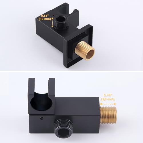 Angle Simple Wall Union with Hand Shower Holder, Male 1/2" IPS, Matte Black | Brass Wall Mount Supply Elbow with Adjustable Shower Wand Bracket, Shower Elbow with Male Water Outlet, Hose Connector - color: Matte Black