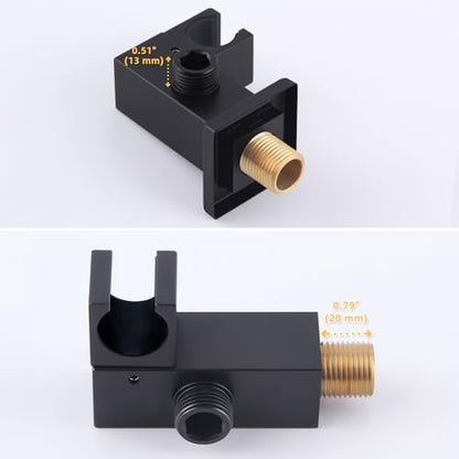 Angle Simple Wall Union with Hand Shower Holder, Male 1/2" IPS, Matte Black | Brass Wall Mount Supply Elbow with Adjustable Shower Wand Bracket, Shower Elbow with Male Water Outlet, Hose Connector - color: Matte Black