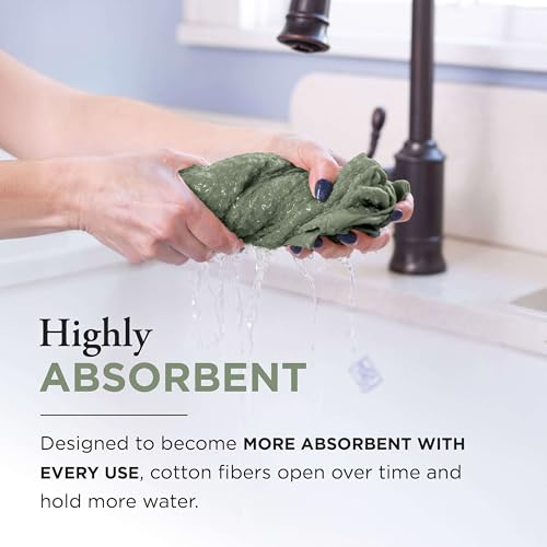 Thyme and Sage 100% Cotton Turkish Kitchen Hand Towel Set, Sage, 8 Pack | Premium Materials, 16"x26", Made in Turkey, Ultra Absorbent, 350 GSM - color: Sage, size: Pack of 8