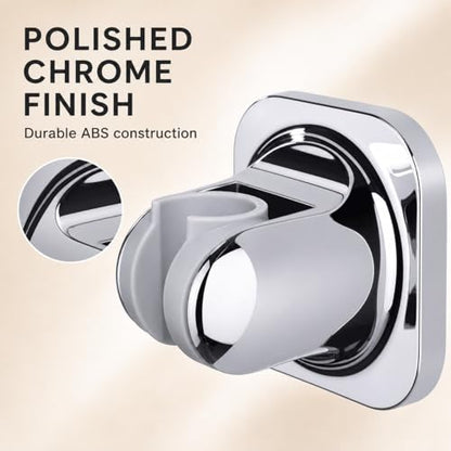 Hand Held Shower Head Holder, Adhesive Showerhead Bracket, Angle Adjustable Shower Wand Holder Wall Mounted, Chrome - color: Chrome