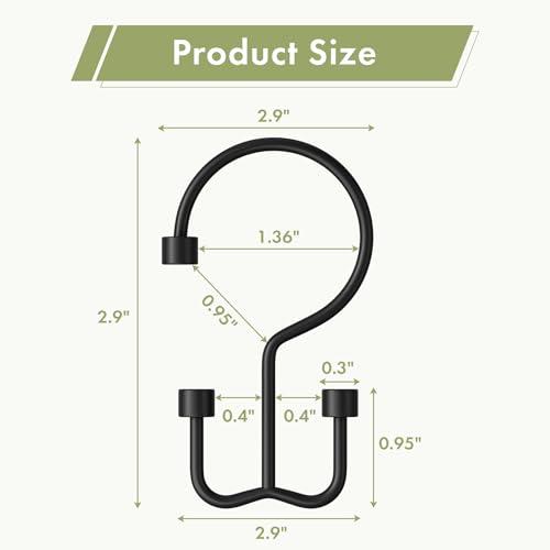 Black Shower Curtain Hooks, 12PCS Minimalist Simple Double Shower Curtain Rings, Rust-Resistant Metal Shower Hooks, Cylinders Shower Rings for Bathroom Shower Rods Curtains - color: Black, style: Cylinders - Double Hooks