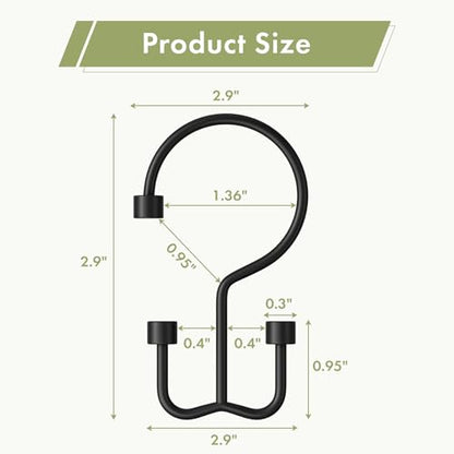 Black Shower Curtain Hooks, 12PCS Minimalist Simple Double Shower Curtain Rings, Rust-Resistant Metal Shower Hooks, Cylinders Shower Rings for Bathroom Shower Rods Curtains - color: Black, style: Cylinders - Double Hooks
