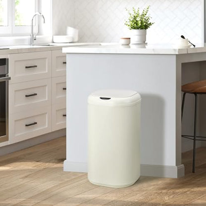 8 Gallon Smart Sensor Trash Can, Touchless Automatic Stainless Steel Waste Bin with Lid, 30L Capacity for Kitchen, Bathroom, Office, Sleek Beige Design, Energy-Efficient Operation