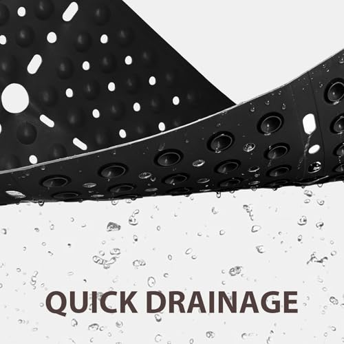 ZOESOE Square Shower Mat Non Slip: 27 x 27 Inches Large Shower Mats for Inside Shower, Soft TPE Shower Floor Mat with Suction Cups and Drain Holes, Machine Washable - color: Black