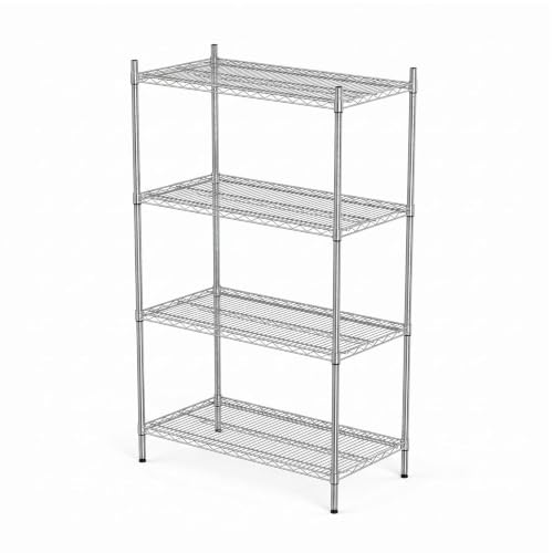 APLSS NSF 4-Tier Chrome Storage Shelves, 18"x36"x63", Dry Environments, Commercial Heavy Duty Steel Wire Shelving Unit, 800lbs Per Shelf, Kitchen Garage - color: Chrome, size: 18"x36"x63"