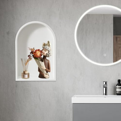 Recessed Arched Shower Niche, 12" X 18" Stainless Steel Shower Niche, Stainless Steel Bathroom Shelf, NO Tile Needed Bathroom Storage for Shower Wall (White) - color: White