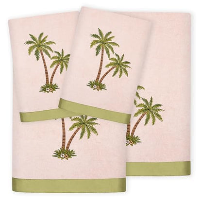 Flourish 4-Piece Premium Towel Set, Island Style Embroidery, Plush Turkish Cotton, Durable & Quick Dry, Elegant Bath Ensemble, 2 Bath 2 Hand Towels, Blush - color: Blush, size: 2 Pcs Bath 2 Pcs Hand Towel