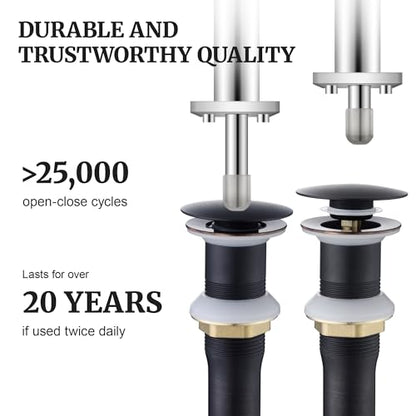 Pop up Sink Drain Stopper Without Overflow Oil Rubbed Bronze for Bathroom Vessel Vanity Sink Art Basin，Big Cap Sink Drain Without Overflow, Metal Pop-up Drain Strainer with Detachable Basket Stopper - color: Oil Rubbed Bronze, style: without overflow
