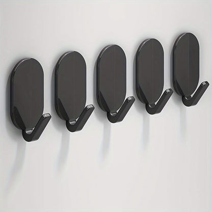 5Pcs Strong Adhesive Towel Hooks - No Drill Wall Door Mount, No Residue Hangers for Bathroom Toilet