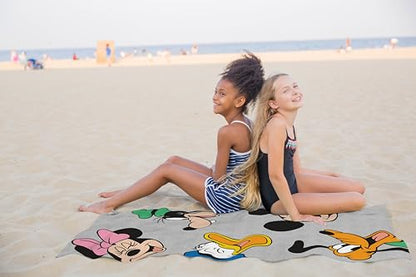 Jay Franco Disney Mickey Mouse & Friends Kids Bath Pool Beach Towel - Super Soft & Absorbent 100% Cotton Towel, Measures 28 x 58 Features, Minnie Mouse, Donald Duck, Goffy & Pluto - color: Gray - Mickey & Minnie