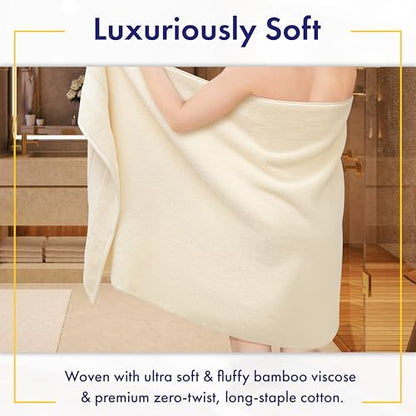 Alusa Home Ultra Soft & Plush Viscose from Bamboo Bath Sheets - 700 GSM Pack of 2 - Extra Large 70x35 in - Super Absorbent & Quick Drying (Papyrus) - color: Papyrus, size: 2pc Bath Sheets