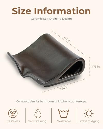 Zoeeker Soap Dish with Drainage, Ceramic Self-Draining Bar Soap Holder | Waterfall Design Soap Drying Tray for Bathroom, Kitchen, Sink, Soap Saver Keep Dry, Extends Soap Life, Black-Brown Glaze - color: Dark Brown