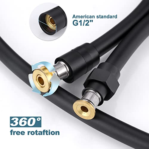 Aleasha 99 Inches Extra Long Shower Hose Attachment for Shower Head Extension - PVC Bathroom Bathing Hose Replacement With Brass Insert and Nut - color: Black, size: 99inch