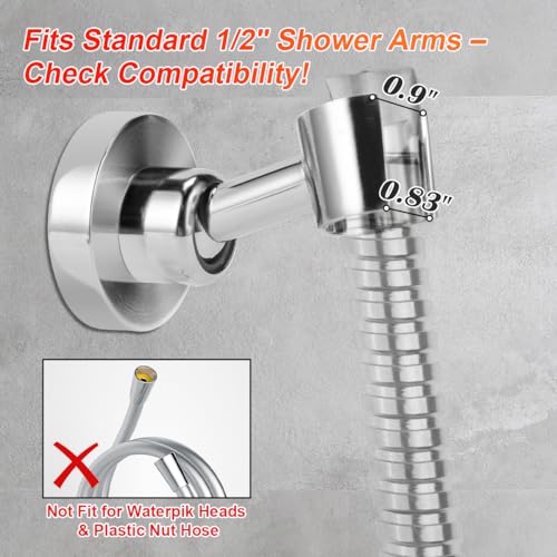 Shower Head Holder All Metal Handheld Shower Wand Bracket Adjustable Handheld Shower Head Holder Wall Mount Shower Wand Bracket Polished Chrome Finish - style: Chrome