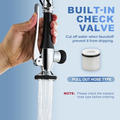 Kitchen Faucet Replacement Head, Spray Head with Stream & Spray Functions, High-Pressure Anti-Clog Nozzle, Easy Install, Chrome Finish, Fits Most Kitchen Faucets - color: Commercial Style Spray Head - Chrome