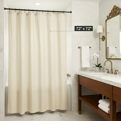 Stonebrigdge Linen Cotton Shower Curtain, 72x72 in, Alabaster | Linen Cotton Shower Curtain, 72 x 72 in, Fabric Bathroom Curtain Set, Machine Washable, Portugal - color: Alabaster