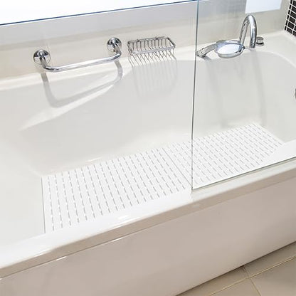 BEMISO Shower Mat Non Slip Bathtub Mat with Suction Cups and Drain Holes 27.5 x15.7 Inch Bath Mat for Tub & Shower.Easy Dry,Easy to Cut,Eco-Friendly - color: White, size: 27.5 x 15.7 inches