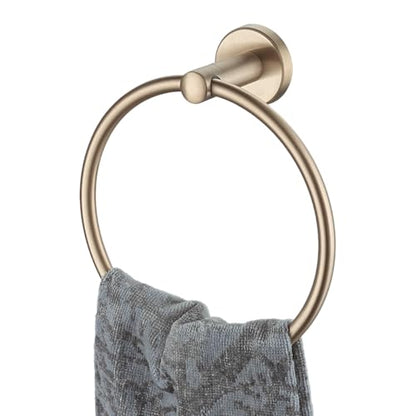 JQK Towel Ring Champagne Bronze, 304 Stainless Steel Hand Towel Holder for Bathroom Wall Mount, TR130-CB - color: Champagne Bronze