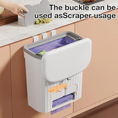 8.5/12L Kitchen Wastebasket Under Sink Wall Mounted Trash Can with Lid Bathroom Trash Bin Garbage Can for Cabinet Compost Bin(Yellow,Large) - color: Yellow, size: Large