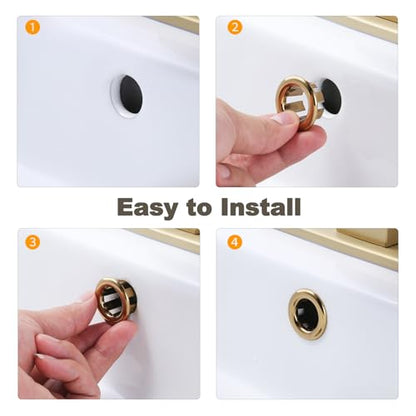 Sink Overflow Ring Brushed Gold: ARCORA 2 Pack Bathroom Kitchen Sink Basin Trim Overflow Cover Hole Insert Cap - color: Brushed Gold-2 Pack