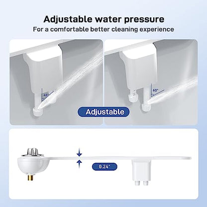 Bidet Attachment for Toilet Seat, Dual Nozzle Rear and Feminine Wash, Self Cleaning Sprayer, Non Electric Bidet with Adjustable Cold Water Pressure, EB012 Dual Wheel - color: White-01