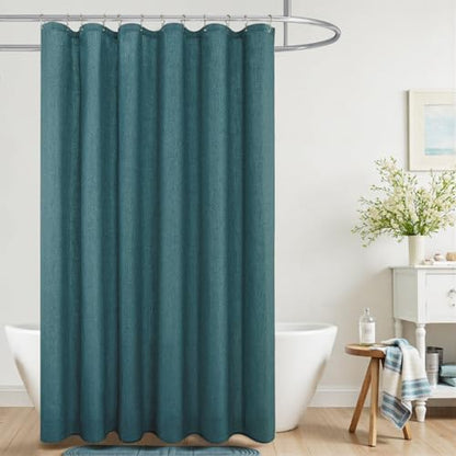 KOUFALL Teal Shower Curtains for Bathroom Set with Hooks,Waterproof Linen Dark Marine Ocean Blue Green Shower Curtain,72x72 Inch - color: Teal, size: 72"W x 72"L (Pack of 1)